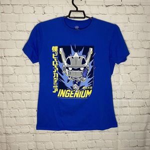 Funko Pop My Hero Academia Tenya Iida Ingenium Tee Mens M Blue 100% Cotton EUC